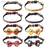 ✖✲☇ Halloween Collar for Cat Pet Breakaway Collar Suit for Dog Neck Decors Elegant Cat Collar with Castle Cobweb Rose Skull