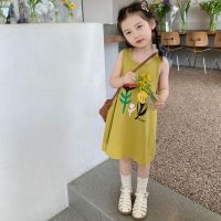 Summer Toddler Kids Cottton Flower Tank Dresses Girls Print Casual Loose Dress Children Girl Clothing Casual Baby Kids Outfits  by Hs2023