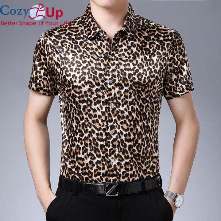 men's cheetah print button down shirt