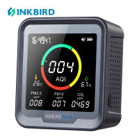 INKBIRD 6-In-1คุณภาพอากาศในร่มตรวจสอบตรวจจับ CO2 PM2.5 AQI อุณหภูมิและความชื้นที่มีการเตือนภัยสำหรับห้องห้องใต้ดินเติบโตเต็นท์สำนักงาน PTH-9A