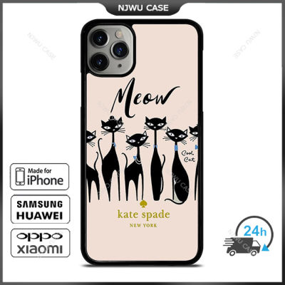 KateSpade 0114 Meow Cat Phone Case for iPhone 14 Pro Max / iPhone 13 Pro Max / iPhone 12 Pro Max / XS Max / Samsung Galaxy Note 10 Plus / S22 Ultra / S21 Plus Anti-fall Protective Case Cover
