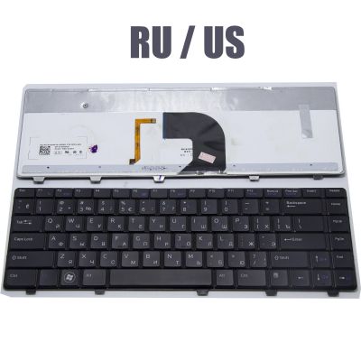 Russian US keyboard for Dell Vostro 3300 3400 3500 Series Laptop Black with Backlit