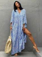 jkk Boho Leopard Print Swimwear Cover-ups Rayon Kimono Kaftan 2023 Cover Up Female Dresses Beachwear