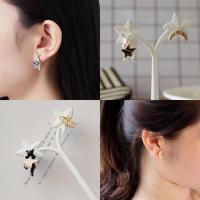 ✈ พร้อมส่ง : ???????? ต่างหูกระต่ายและพระจันทร์,เสือดำและดวงดาว   Rabbit&amp;Moon and Black Tiger&amp;Star Stud Earring .