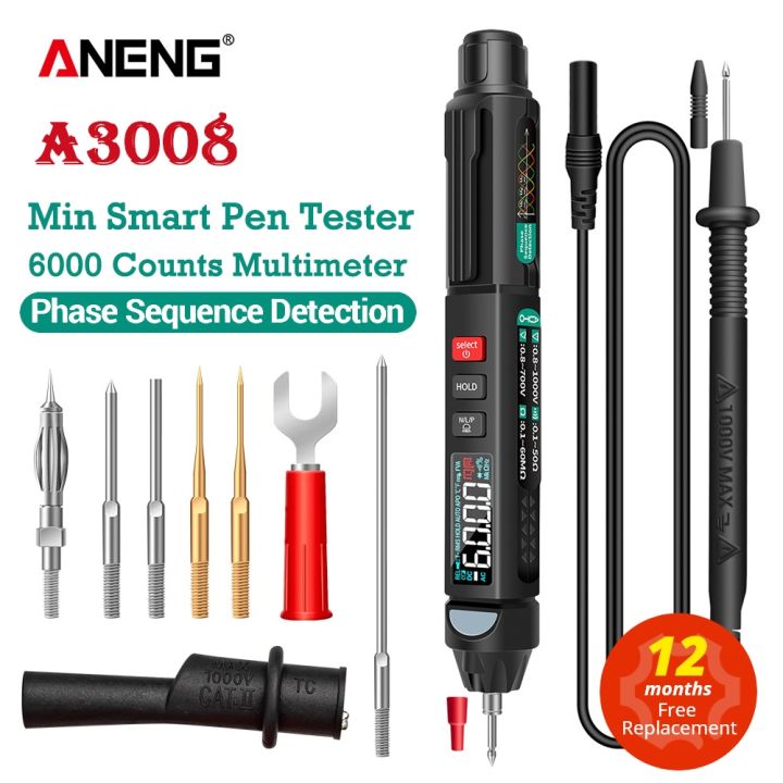 aneng-a3008-digital-multimeter-auto-intelligent-sensor-pen-tester-6000-counts-noncontact-voltage-meter-multimetre-polimetro