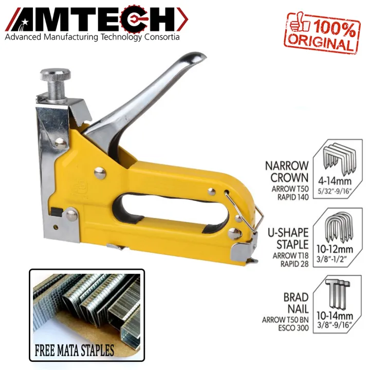 Amtech Staples Tembak 3in 1 Mata Paku Staples U dan Lurus 4mm 14mm