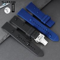 BALL watch strap waterproof and sweatproof soft silicone butterfly buckle universal flat mouth bracelet 20mm