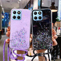 เคสโทรศัพท์เพื่อเป็นเกียรติแก่ X8 4G 5G อุปกรณ์สวมครอบพร้อมสายคล้องไหล่ใสเนื้อนุ่มส่องแสงเป็นประกายระยิบระยับสุดหรูท้องฟ้าเต็มไปด้วยดวงดาว