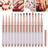 1pcs Kolinsky Sable Acrylic Brush UV Gel Carving Pen Brush Liquid Powder DIY Nail Drawing Flat Round Red Wood Nail Art Brush Artist Brushes Tools