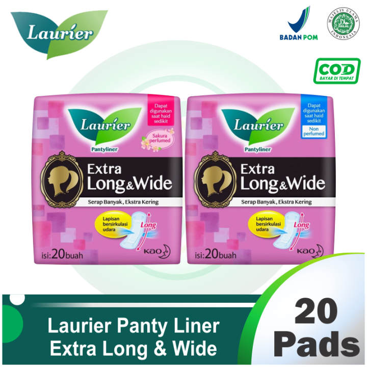 Laurier Panty Liner Extra Long & Wide 20 Pads Pembalut Wanita