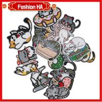 FASHIONHA โพลีเอสเตอร์ แพทช์แมว หลากสีหลายสี แพทช์ตกแต่ง แผ่นติดด้วยการรีด แพทช์เย็บปักถักร้อย ดีไอวาย