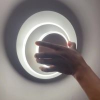 Round LED Wall Lamp Modern Touch Switch Three Layers Wall Light for Living Bedroom Decoration Black White Wall Sconce Lighting