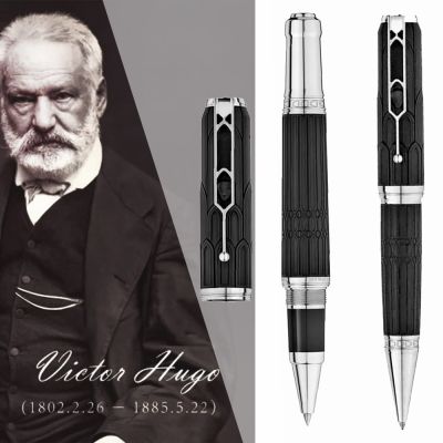 MB Luxury Great Writer Victor Hu Roller/Ballpoint Pen With Cathedral Architectural Style Engraved Pattern Stationery Black Color Pens