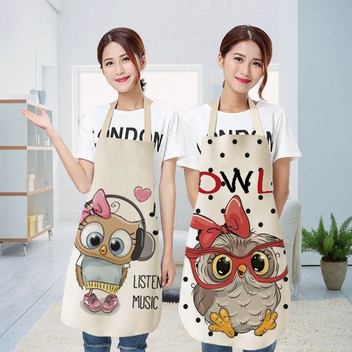 1pc-owl-cotton-sleeveless-apron-linen-flower-printed-kitchen-brief-pinafore-women-home-cooking-baking-waist-bib-delantal-cocina