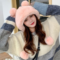 HT3374 Autumn Winter Hat Women Soft Fleece Fur Russian Hat Ladies Cute Pompoms Snow Ski Trapper Earflap Cap Female Knitted Hat