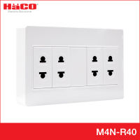 HACO เต้ารับเดี่ยว 2 ขา 4 ช่อง แบบลอย รุ่น M4N-R40