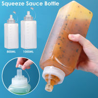 【 Ready Stock 】800/1000Ml Squeeze Sauce Bottle Large Calibre Dustproof Plastic Household Seasoning Bottle For Kitchen