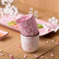 Sakura Pattern Ceramic Cup Tea Coffee  Mug Wine Tumblers Water S Juice Milk S Cafe Portable Drinkware Japanese Style