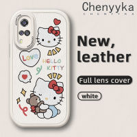 เคส Chenyyyka สำหรับ Vivo Y51 2020 Y31 2021 Y51A 2021 Y53s 4G เคส Y30i Y30 Y50ลายการ์ตูนน่ารักเฮลโลคิตตี้ดีไซน์ใหม่เคสโทรศัพท์หนังนิ่มป้องกันกล้องคลุมทั้งหมดเคสสีกันกระแทกขอบนิ่ม