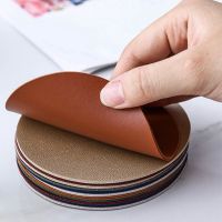 4Pcs/Set Faux Leather Placemat Tableware Pad Home Canteen Heat Proof Insulation Coaster Round Drink Mat Trivet Mats Accessory