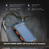 20000mah Solar De Bateria USB Dual Para Celular Iphone Android แบตสำรอง พลังงานแสงอาทิตย์ 20000mAh มีเข็มทิศในตัวไฟฉาย2ดวง พร้อมสายชาร์จและกิ๊ปคล้องกระเป๋า