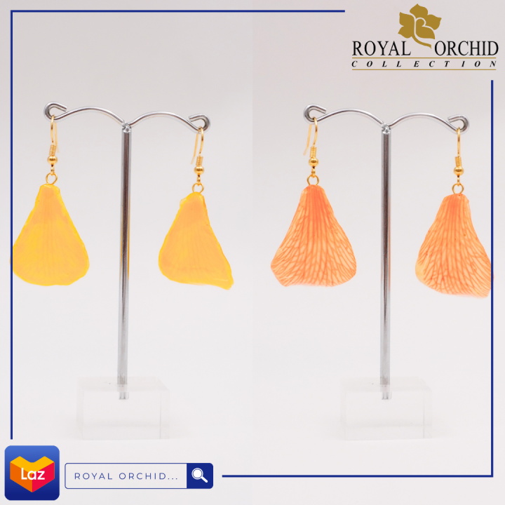 royal-orchid-ต่างหูแบบตะขอทองกลับดอกกล้วยไม้หวาย