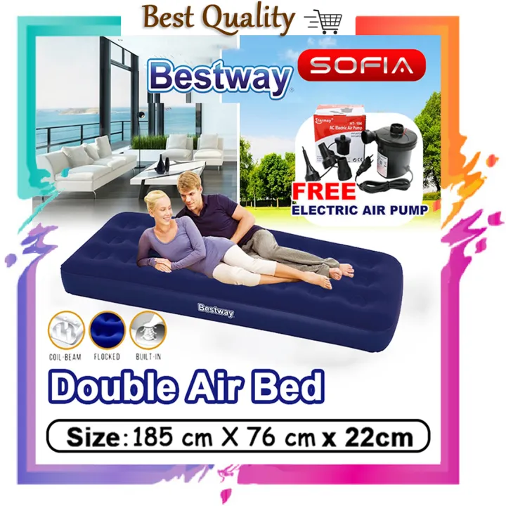 COD Bestway Air Bed Single Airbed with FREE Manual Airpump Inflatable