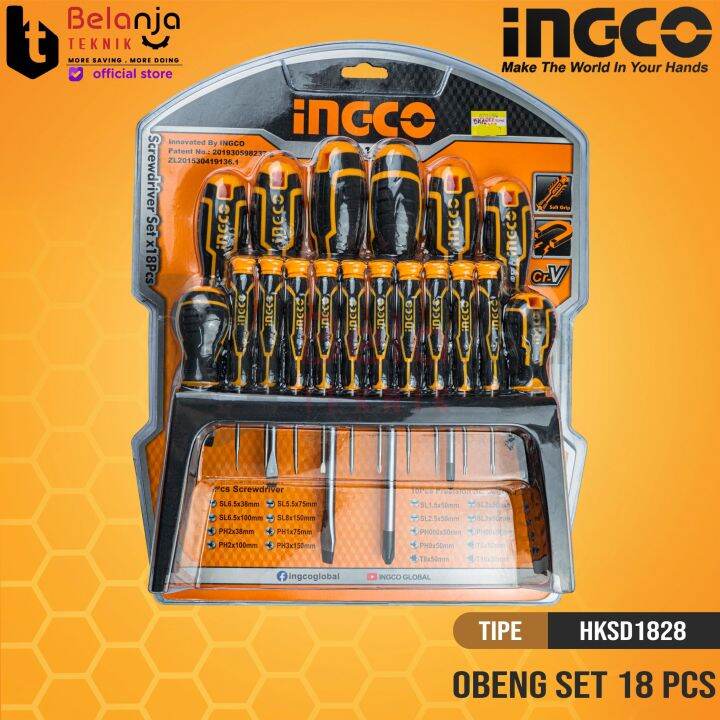 Ingco Precision Screwdriver Set 18 Obeng Presisi Plus Minus HKSD1828 ...