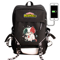 My Hero Academia Laptop USB Charging Backpack Boku no Hero Academia COS School Bag Pack Bag Backpack Waterproof Travel Rucksack