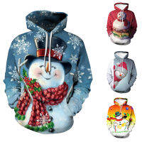 ฤดูหนาวฤดูหนาวผู้ชาย/ผู้หญิงคริสต์มาส Snowman Hoodies Unisex ผู้ใหญ่การ์ตูนน่ารัก3D พิมพ์เสื้อแขนยาว Pullover