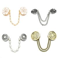 3PCS 2023 New Fashion Women Waist Clip Vintage Flower Chain Cardigan Clip Lady Hand Forged Buckles Cloak Brooch Pin Jewelry