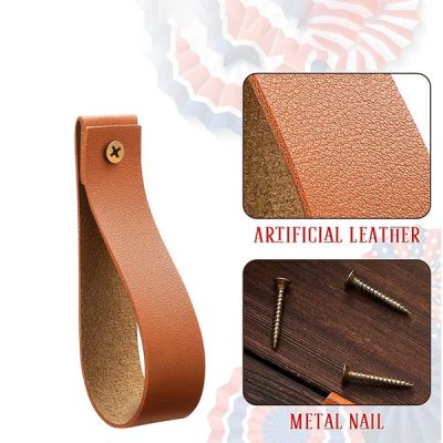 8 Pcs PU Leather Wall Hooks Wall Hanging Straps Pu Leather Curtain Rod Holder for Wall Faux Leather Strap