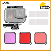 Nishore-Andoer กีฬากล้องกันน้ำกรณี35เมตรป้องกันใต้น้ำที่อยู่อาศัยเชลล์ที่มีตัวกรองสีเปลี่ยนสำหรับ GoP-Ro Hero10 9ท่องดำน้ำดูปะการังดำน้ำลึก