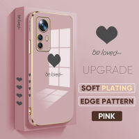 PMP Case Casing For Xiaomi MI 12T Pro Casing XIAOMI Mi 12T Xiaomi 12T Pro 12T Case【Free Lanyard】Lover Heart Square Edge Pattern Casing Plated Phone Shell Luxury Plating Soft Phone Case