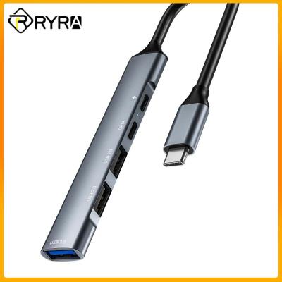 Hyra 5 In 1แล็ปท็อป Spliter USB C ฮับการถ่ายโอนข้อมูลกิกะบิตอีเธอร์เน็ตตัวแปลงแบบหลายพอร์ต Type-C ฮับ RJ45อะแดปเตอร์ LAN Feona