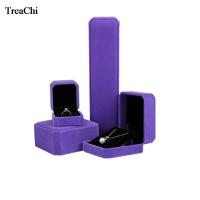 Purple Ring Pendant Earrings Bracelet Jewelry Packaging Storage Gift Box Velvet Wedding Engagement Necklace Organizer Box