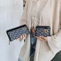 Fashionable Cloth Short Wallet Women Versatile Long Multi-Card Card Holder Large-Capacity Metal Embellishment Coin Purse Trendy 【AUG】