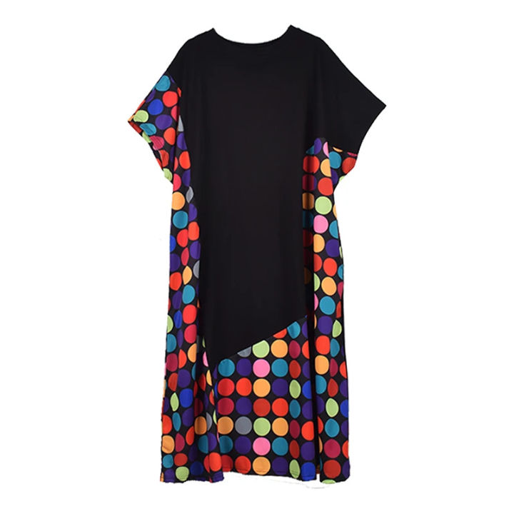 xitao-t-shirt-dress-loose-fashion-casual-women-asymmetrical-contrast-color-women