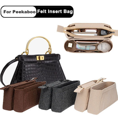 กระเป๋าสตางค์ Organizer กระเป๋าใส่พอดีกับ Fendi Peekaboo ISeeU ขนาดกลาง - ขนาดใหญ่ - ขนาดเล็ก Petite Bag Liner, Tote Makeup Shaper 2 ชิ้น