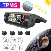 เครื่องตรวจสอบความดันลมยางรถพลังงานแสงอาทิตย์ TPMS Huanghanzhong4 TPMS ระบบรักษาความปลอดภัยอัตโนมัติเตือนความดันยางอุณหภูมิไม้