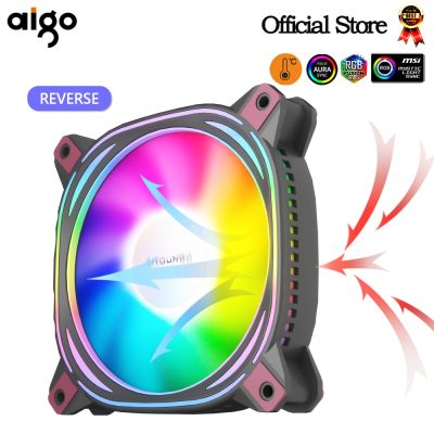 Aigo เครื่องทำความเย็นแบบกลับด้านได้สำหรับพัดลมเคสคอมพิวเตอร์ Z12ขนาด120มม. ระบายความร้อนด้วยพัดลม Rgb 4ขาพัดลมทำความเย็น PWM ซีพียู3Pin5v ระบายอากาศได้ดี J76ระบายอากาศได้ดี12ซม.