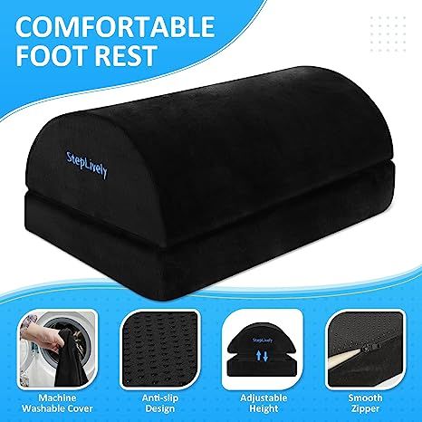 Footrest Under Desk Ergonomic Adjustable Height Comfort Foot Stool