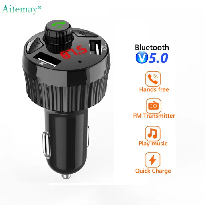 Aitemay Bluetooth Car Charger Wireless FM Transmitter Handsfree Car kit