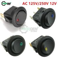 4Pcs AC 125V 250V DC 12V Toggle Switch 3Pin Cat Eye Switch Round Dot LED Light Rocker Push Button Switch ON-OFF for Car Van Dash Electrical Circuitry