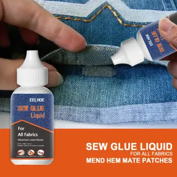 Fast Dry Sew Fabric Glue Liquid 1 Min Quick Bonding Stitch Liquid Sewing Solution Kit Sew Glue Liquid Adhesive Speedy Fix for All Fabrics