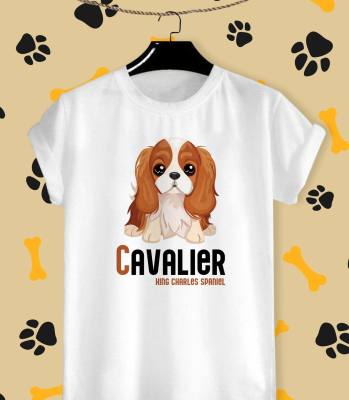 เสื้อยืดลายน้องหมา แควาเลียร์คิงชาลส์สแปเนียบ Cavalier King Spaniel ผ้า TK บางเบา สวมใส่สบาย ลายน่ารักๆ สีสันสด คมชัด