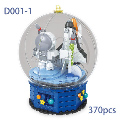 370+pcs New Technical Crystal Ball Music Box Astronaut Model Bluetooth Audio Set Building Block Bricks Toy Kids Gift Boy Girl