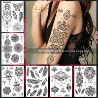 สติ๊กเกอร์รอยสักอุทธรณ์กันน้ำ Mandala Sexy Feather Tattoo Paste Mandala