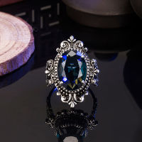 Goose egg shaped sea blue pan stone ring female Plated 925 Yintai Silver Ring Jewelry VSAA