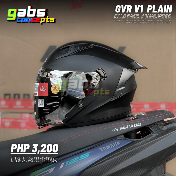 GILLE GVR V1 HALF FACE HELMET DUAL VISOR WITH REMOVABLE SPOILERS AND